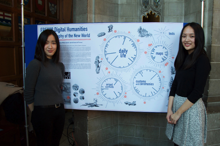 Students Junlin Liu and Theresa Wang with their presentation.
