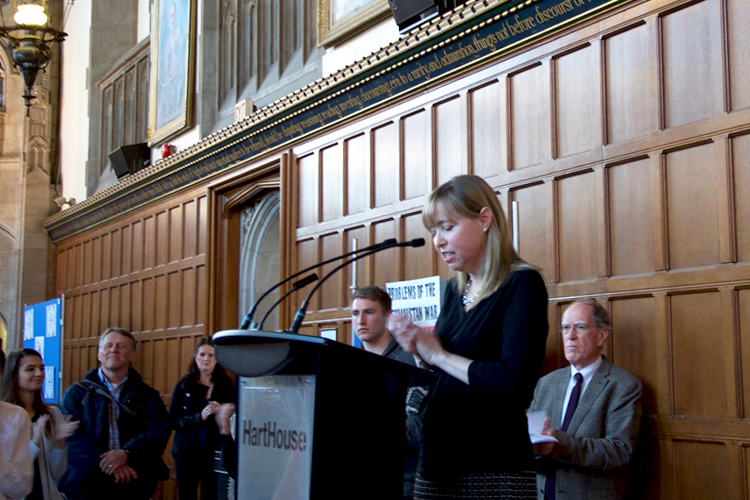 Penelope Lockwood giving a speech