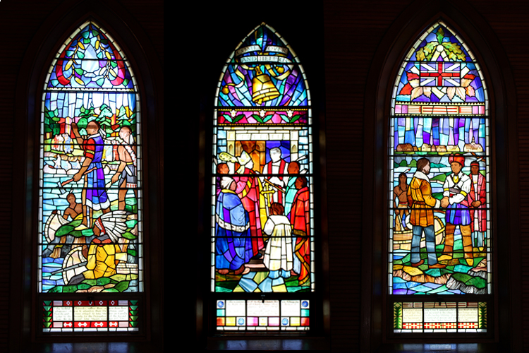 3 stained glass windows