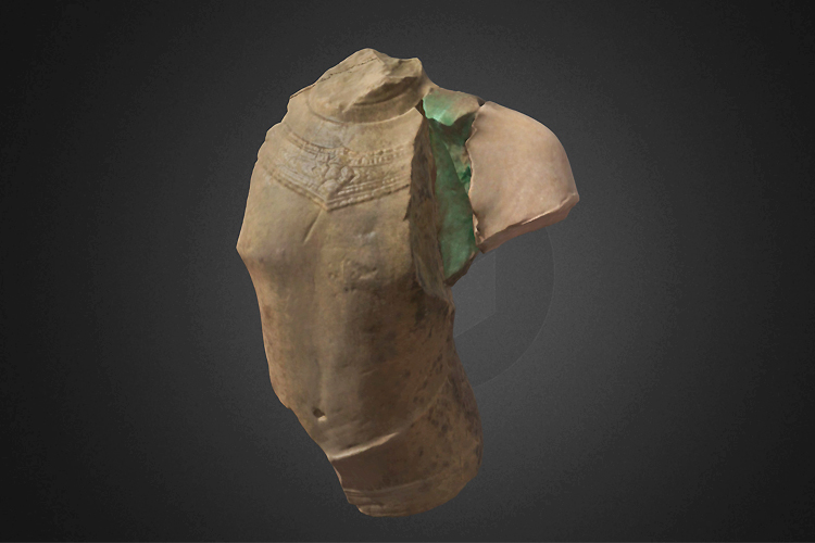 A digital model of the torso of a statue from near the end of the first millennium.
