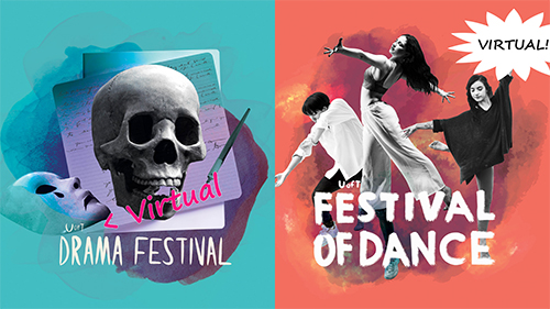 two posters promoting the Drama Festival and Festival of Dance
