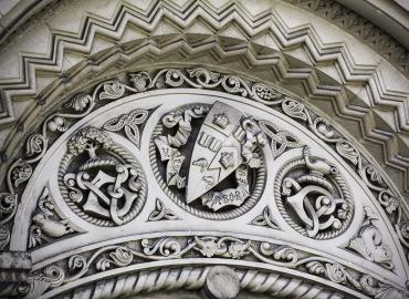 Stone carvings in a U of T building.