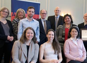 Christine Lehleiter, Margaret McKone, Steven Coyne, Dean David Cameron, Spyridon Kotsovilis, Lisa DeCaro, Leonid Livak, (accepting on behalf of Dragana Obradovic). Front row L-R: Sarah Wakefield, Helena Juenger, Violeta Gotcheva.