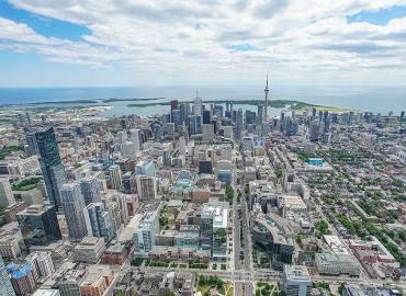 An aerial view of Toronto on a sunny day.