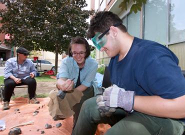 High school student excavation on U of T campus.