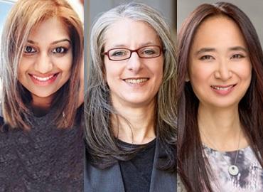 Headshots of Usha Shanmugathasan, Sarah Kaplan, Serena Chan