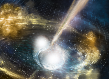 Artist’s illustration of two merging neutron stars