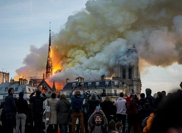 Notre Dame Cathedral on fire.