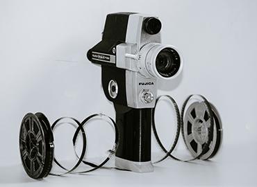 Super 8 camera with reels of film