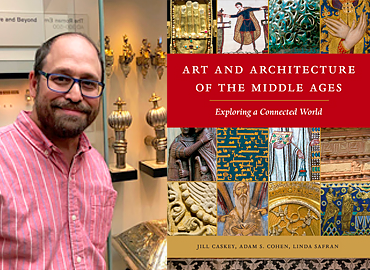Photo of Adam Cohen in a museum and a an image of his book&amp;#039;s cover