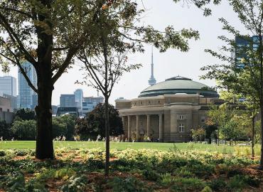 An outside view of Convocation Hall.