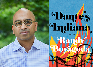 Composite of book cover and headshot of Randy Boyagoda