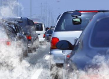 Cars on highway polluting