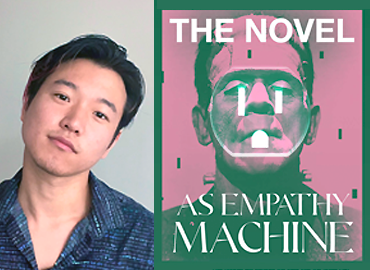 Andrew Chang and a picture of the cover of the book, &amp;quot;The Novel, An Empathy Machine.&amp;quot;
