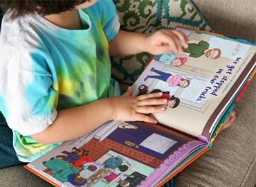 A child reading a book.