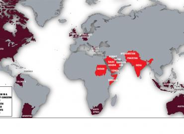 Map from Citizen Lab report, with the affected countries highlighted in red