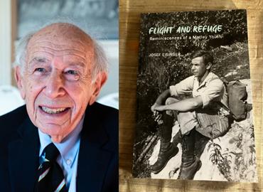 Josef Eisinger profile picture and the cover of the book Flight and Refuge.