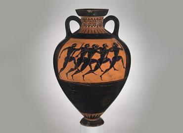 Olympic runners painted on an ancient vase