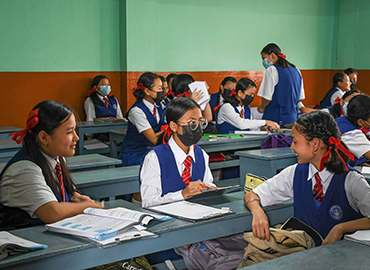 Indian high school students in a classroom in Imphal, India
