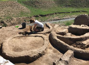 Archaeologists excavate Neolithic houses at Gadachrili Gora.