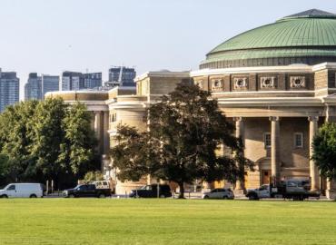 An outside view of Convocation Hall.