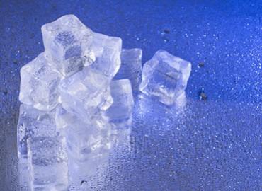 ice cubes on a blue background