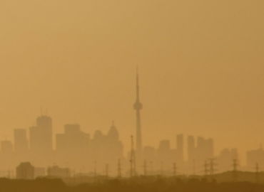 Toronto skyline covered by heavy smog