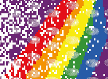rainbow flag with thumbprints on it