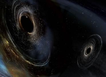 Artist’s conception shows two merging black holes similar to those detected by LIGO 
