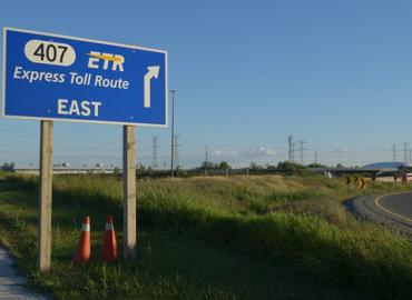 Highway sign for the 407 Express Toll Route East