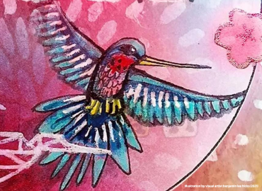 Illustration of a hummingbird in flight