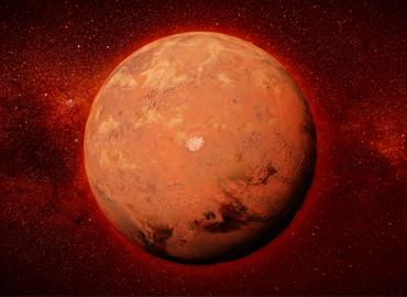 the planet mars in space