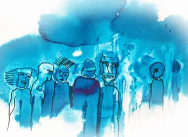 concept image of people in blue