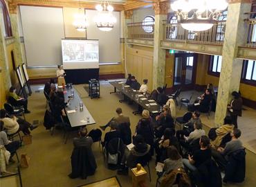  Art history students present their research to Ontario Heritage Trust staff and other guests at a public forum at the Ontario Heritage Centre.    