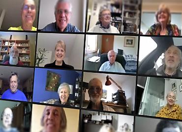 A group of Alumni on a computer screen.