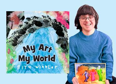 Rita Winkler and the book, My Art, My World.