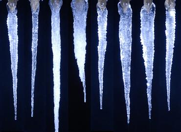 Icicles against a black background