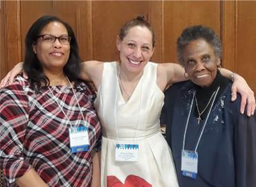 From left, Celeste Francis Esteves, inaugural Swan Francis Award recipient Rebecca Russo and Claudette Francis.