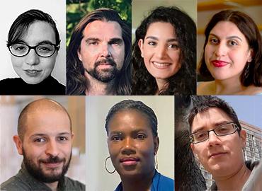 Clockwise from top left: Cassandra Olsen, Paul Pritchard, Shay Chavoshian, Sam Sanchinel, Kat Furtado, Titilola Aiyegbusi and Qusai Hassan.