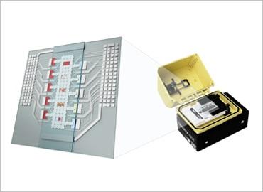 The T-Bot digital microfluidics device showing a box and blood typing.