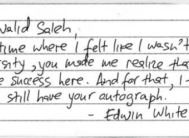 Appreciative note from student to Professor Walid Saleh