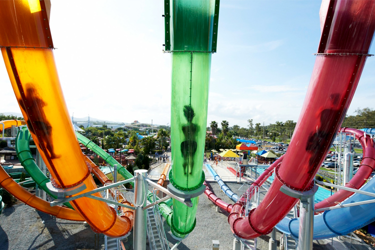 Three water slides.