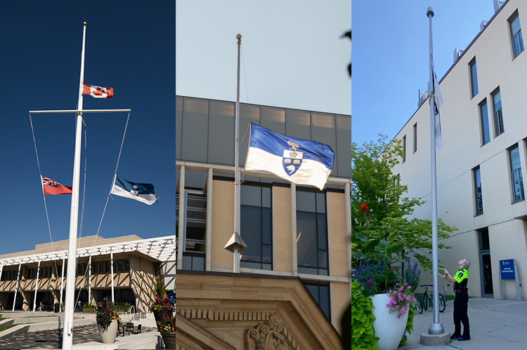 Flags at half-mast at the 3 U of T campuses