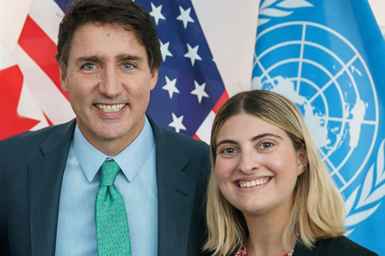 Elizabeth Tudor-Beziés poses with Prime Minister Justin Trudeau.
