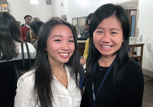 One attendee standing to the left and Jana Chu (right) is an executive officer of the Office of the Chief Coroner at the Ministry of the Solicitor General.