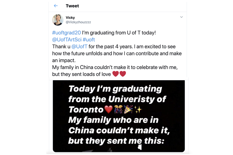 Click to read Yang Zhou's tweet about convocation 2020
