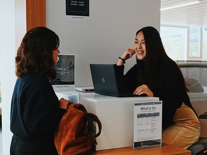 students working on campus