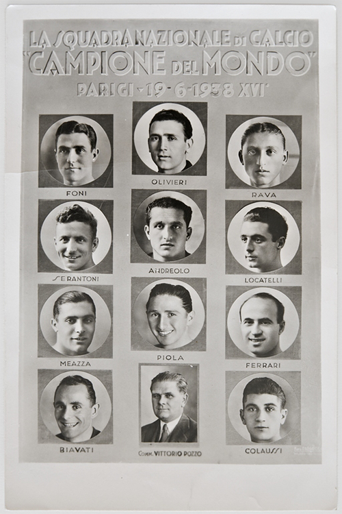 A postcard with members of Italy’s national 1938 World Cup team. 